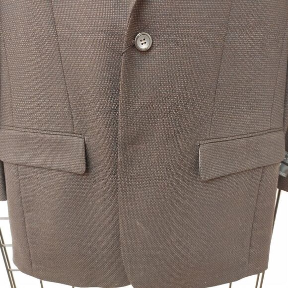 ANDRE LANZINO MEN'S 100% WOOL BLK/BRN MINI CHECK SPORT JACKET. - Picture 4 of 8